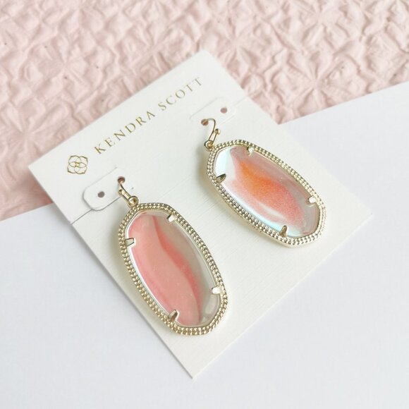 Kendra Scott Elle Dichroic Glass Drop Earrings in Gold - Picture 2 of 4